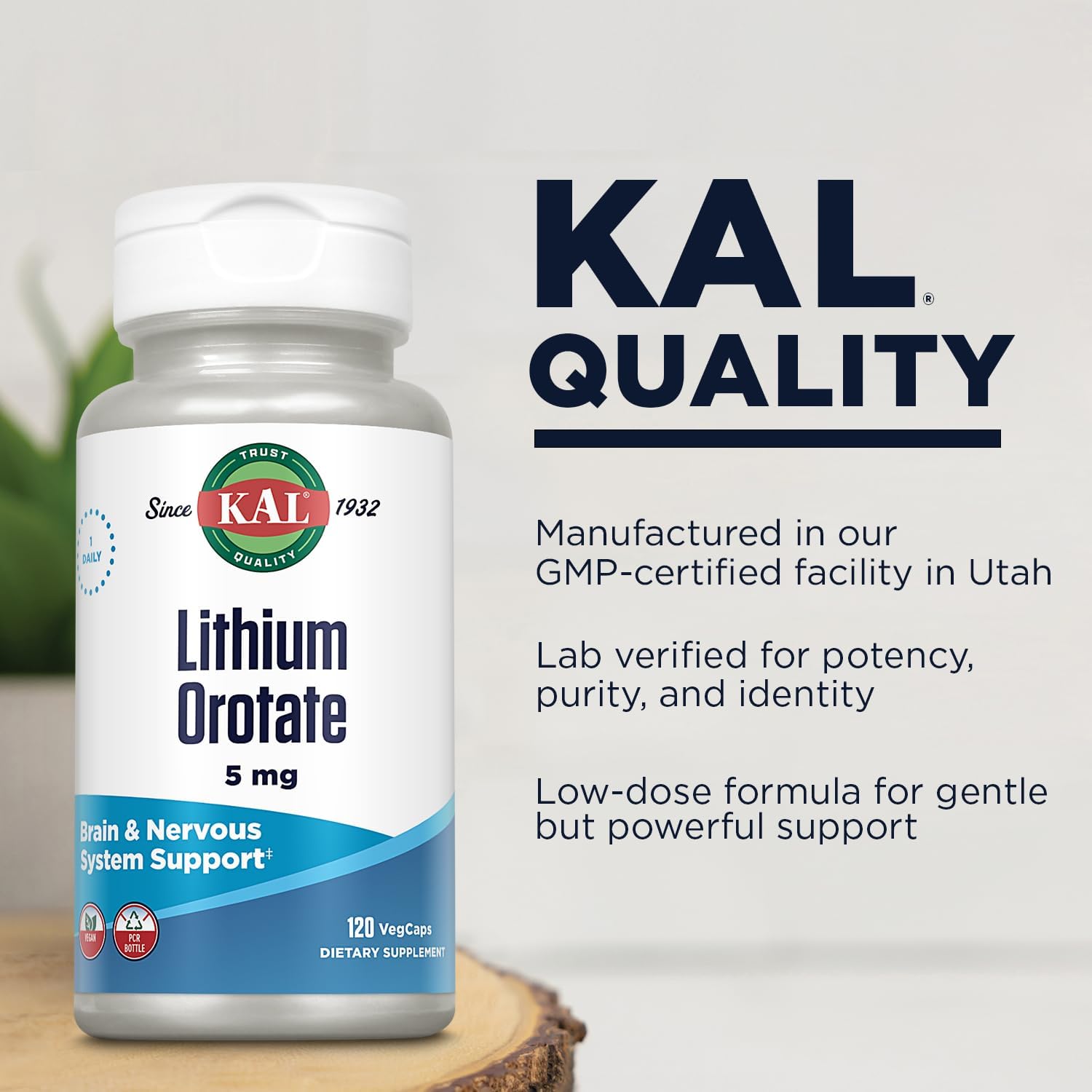 KAL Lithium Orotate 5 milligrams (120 Caps)