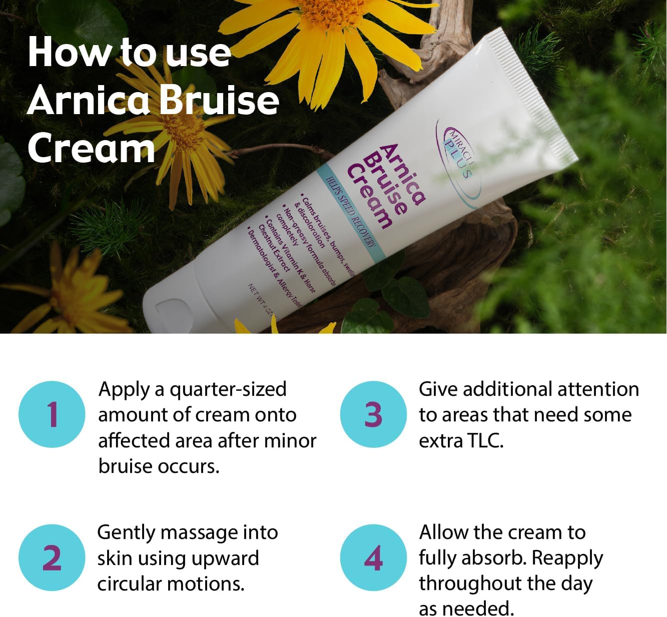 Miracle Plus Arnica Bruise Cream,4 oz