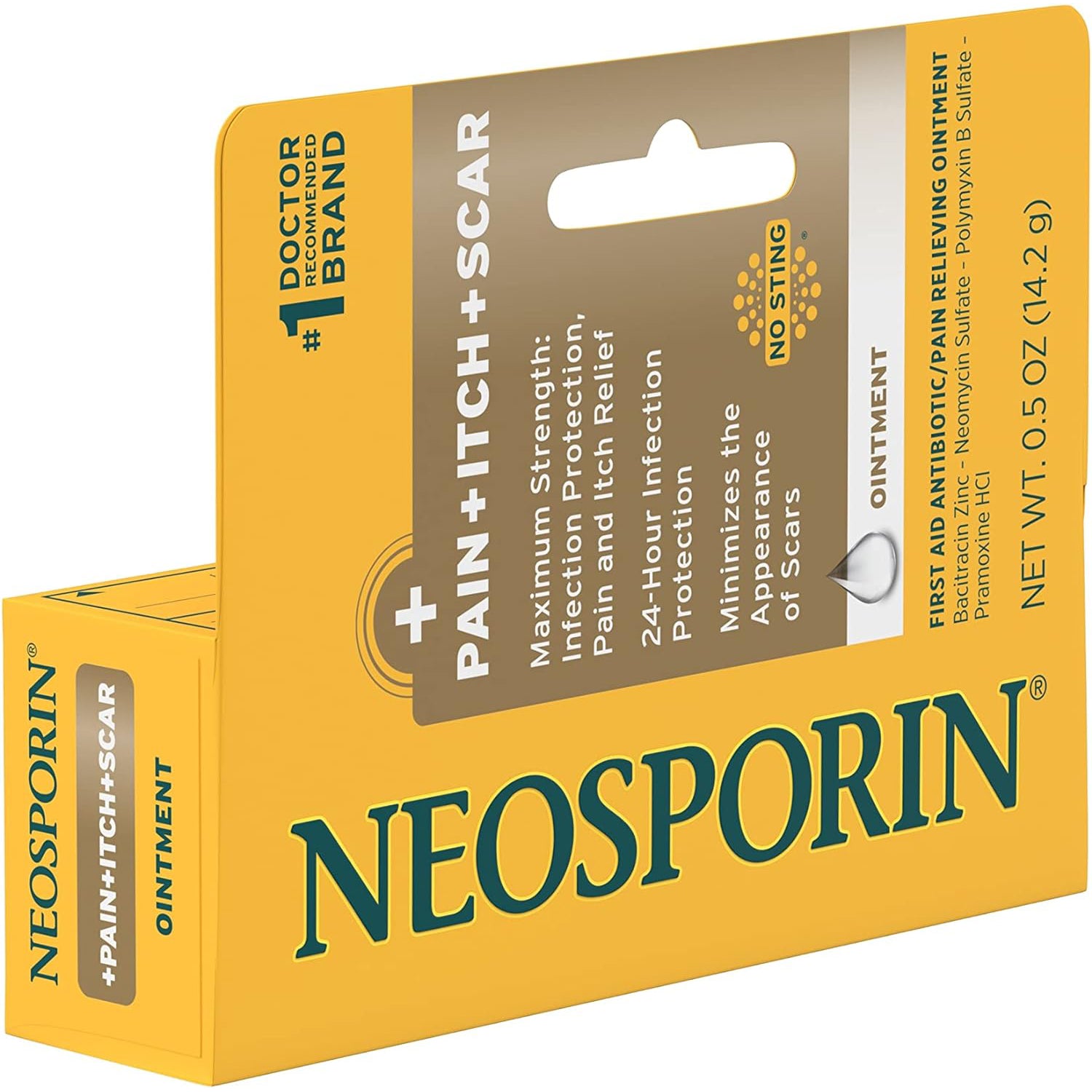 Neosporin Pain Itch Scar Antibiotic Ointment for Infection Prevention and Pain Relief, .5 oz