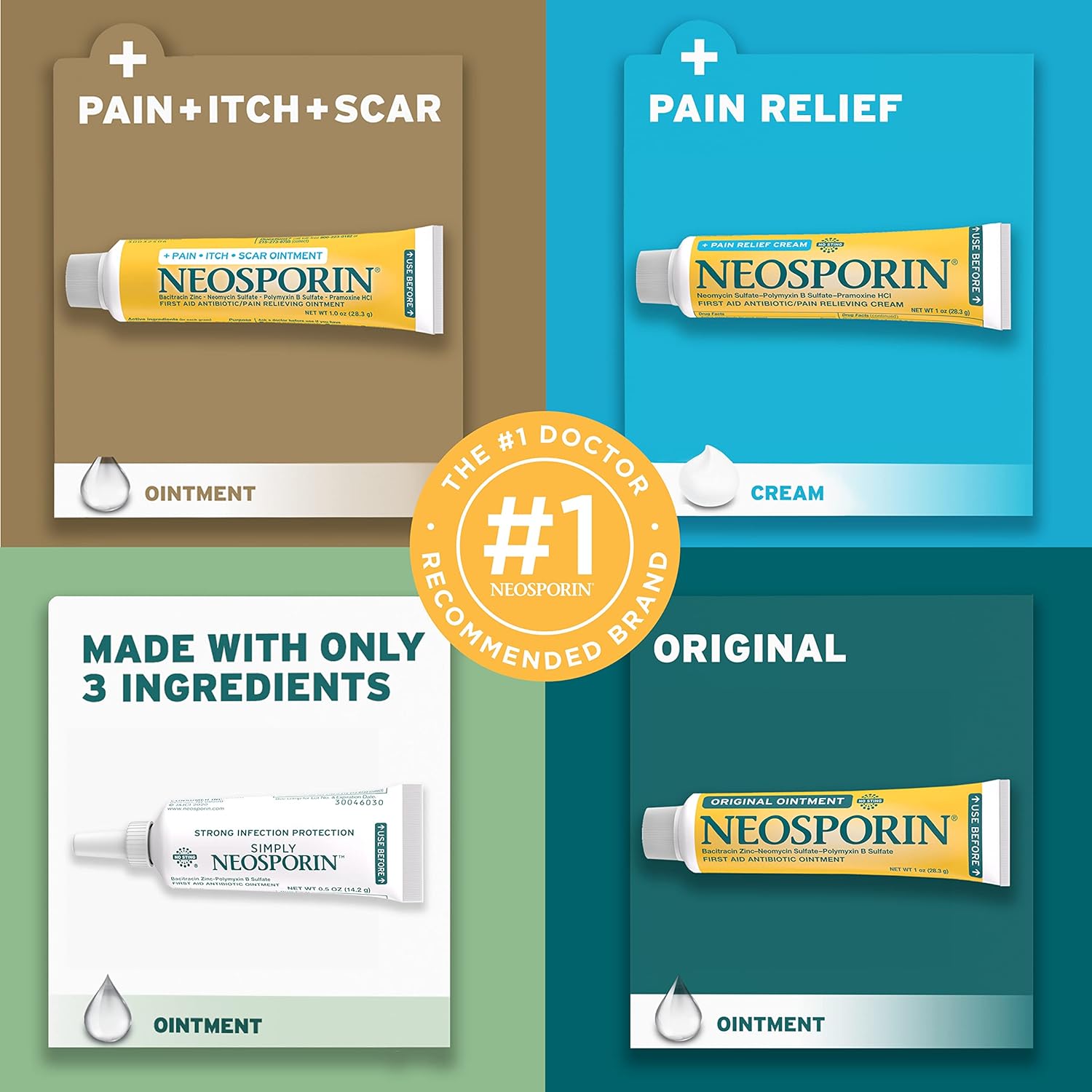 Neosporin First Aid Antibiotic Cream Maximum Strength Pain Relief, 1-Ounce
