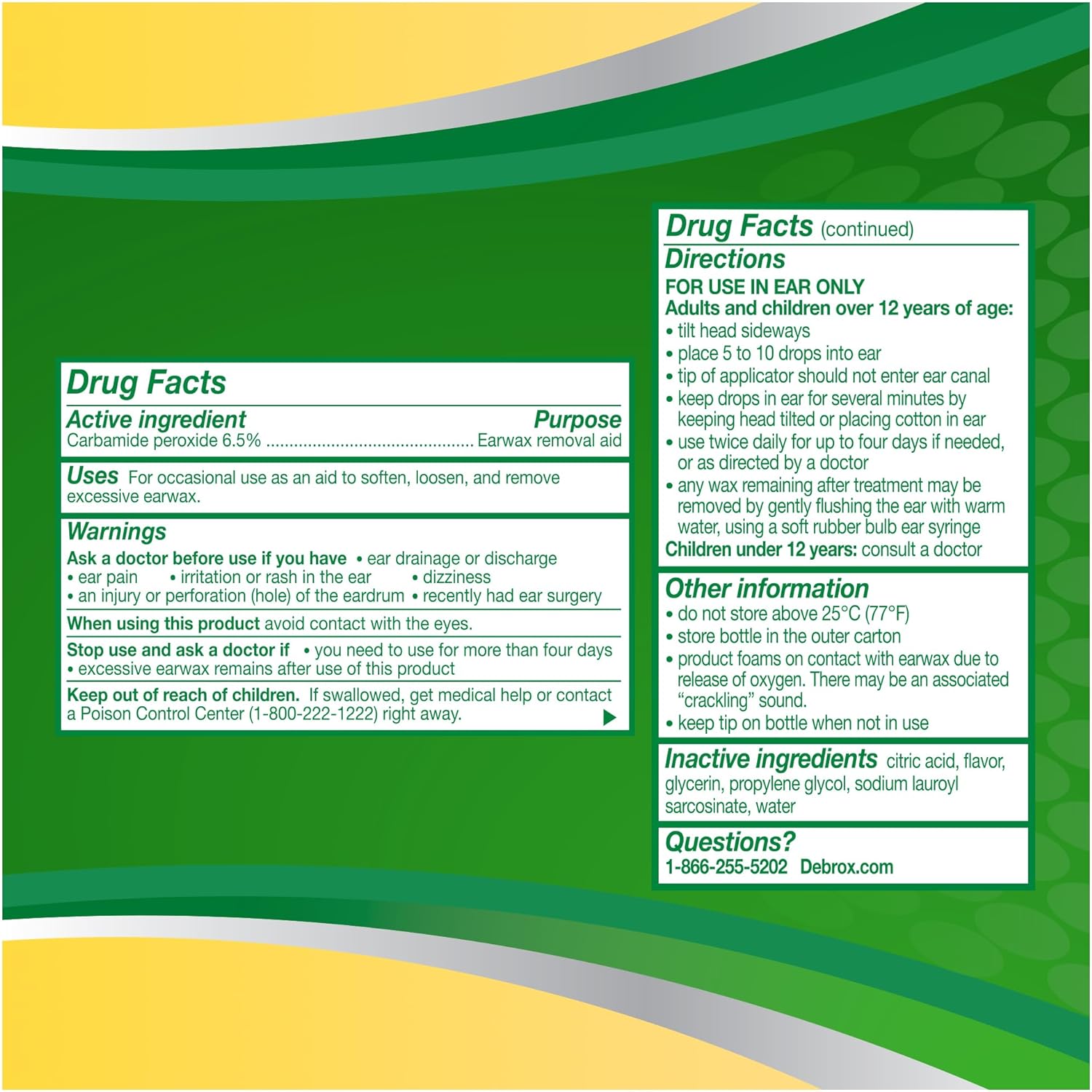 Debrox Earwax Removal Aid Drops  Safely and Gently Cleanses Ear  0.5 FL OZ