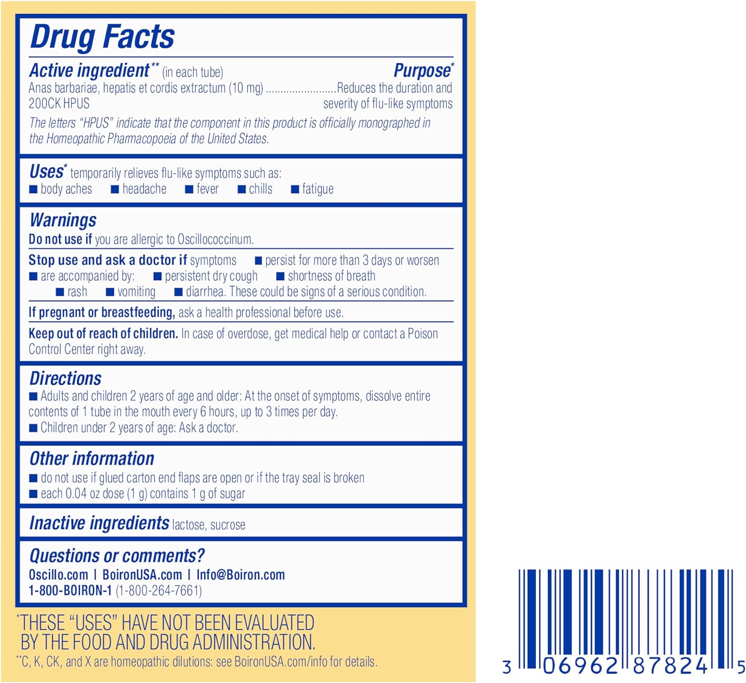Boiron Oscillococcinum 30 Doses Homeopathic Medicine for Flu-Like Symptoms