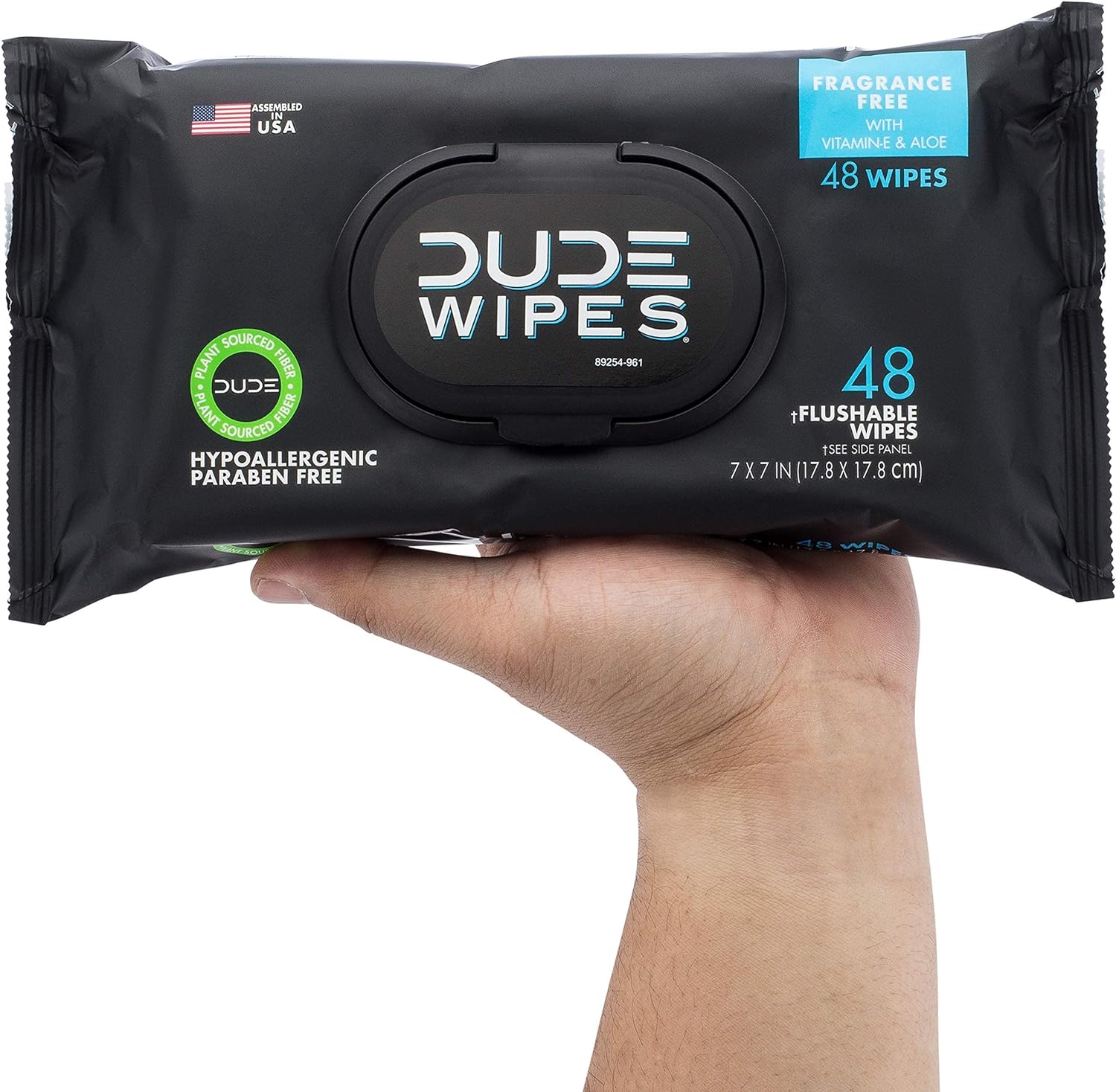 DUDE Wipes Flushable Wet Wipes Dispenser (3 Packs 48 Wipes), Unscented Wet Wipes with Vitamin-E & Aloe for at-Home Use, Septic and Sewer Safe