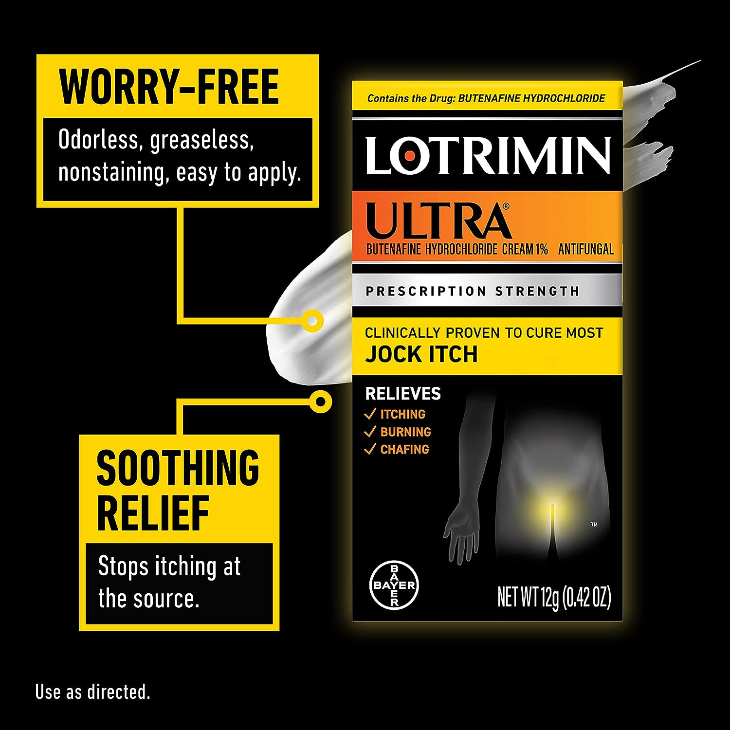 Lotrimin Ultra Antifungal Jock Itch Cream, Prescription Strength Butenafine Hydrochloride 1% Treatment, Clinically Proven to Cure Most Jock Itch, Cream, 0