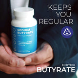 BodyBio Butyrate with Sodium - Supports Healthy Digestion, Gut & Microbiome - Increases Leptin Production for Appetite Control - No Fillers or Additives - 60 Capsules