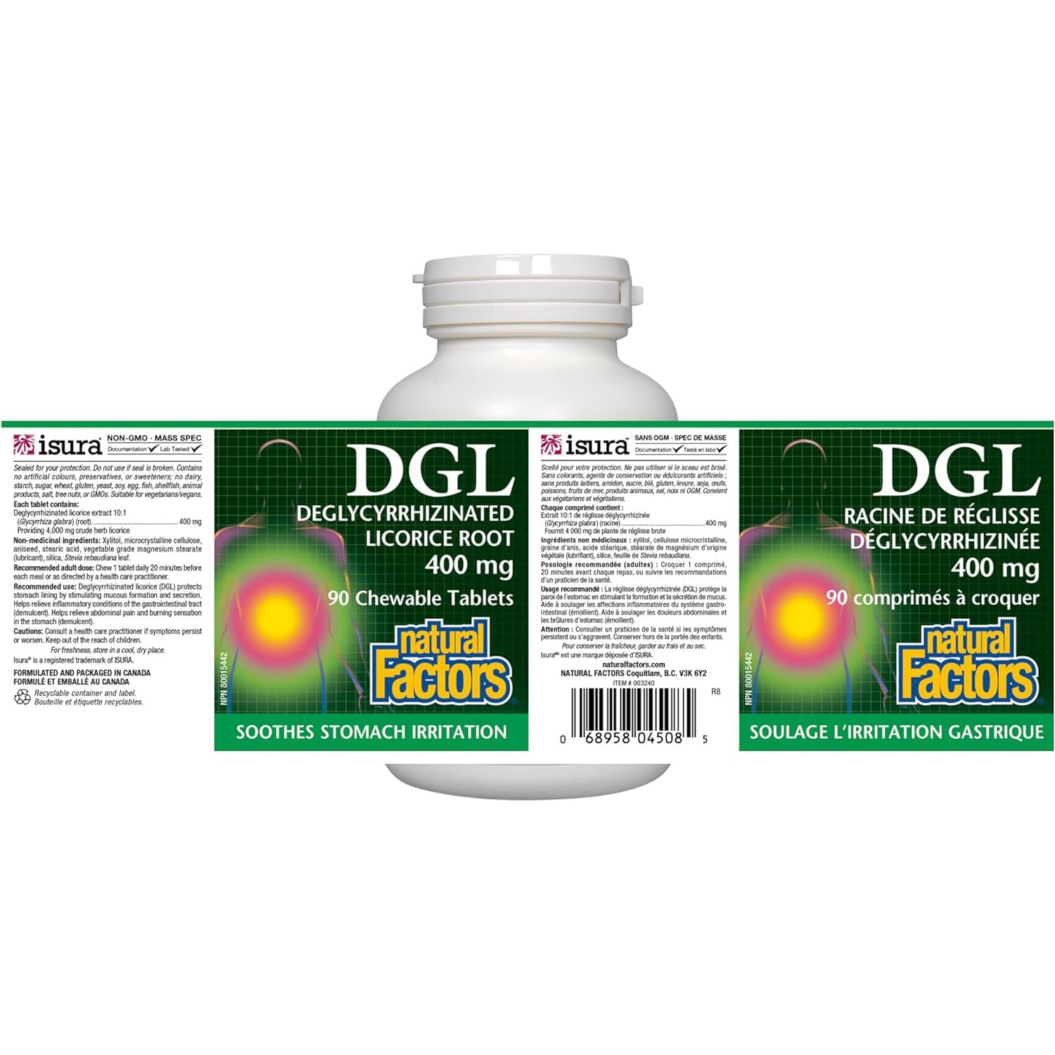 Natural Factors Dgl Chewable 400mg , 90 Chewable Tablets