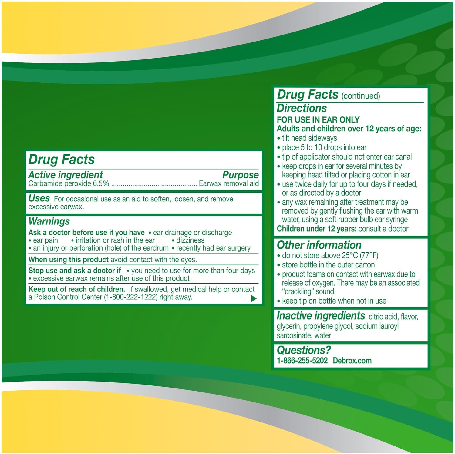 Debrox Earwax Removal Aid Drops  Safely and Gently Cleanses Ear  0.5 FL OZ