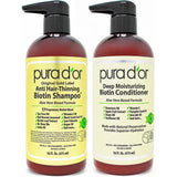 PURA D'OR Anti-Thinning Biotin Shampoo and Conditioner, CLINICALLY TESTED Proven Results, DHT Blocker Thickening Products For Women & Men, Color Treated Hair, Original Gold Label Hair Care Set 16oz x2